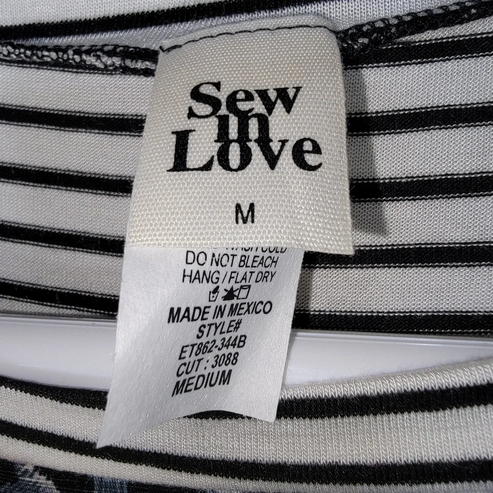 Sew in Love T Shirt Womens Fits XL Animal Print Striped Gray Patchwork Statement